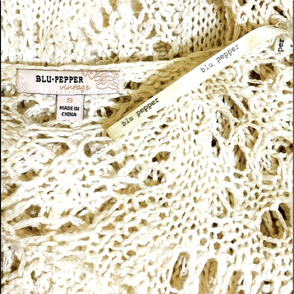 Blue-Pepper Vintage Crochet Poncho/Cardigan Swim Coverup Size S - Picture 9 of 10